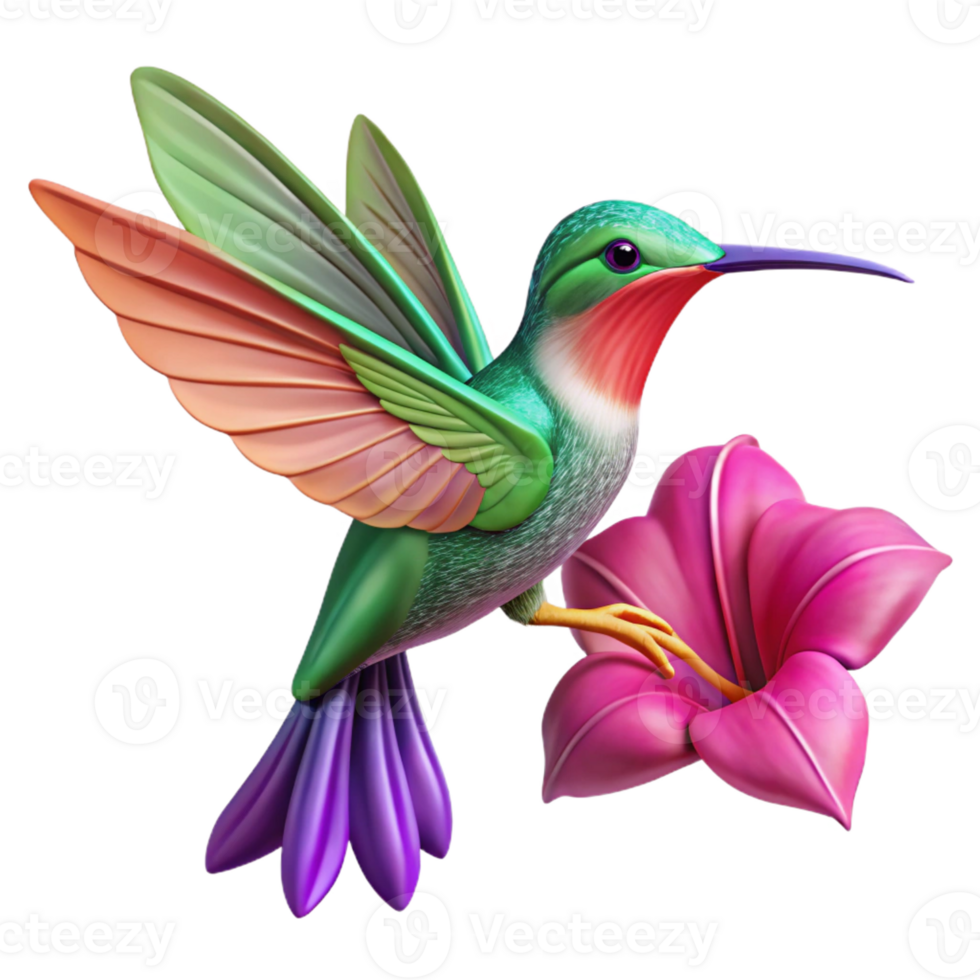 stunning classic A hummingbird hovering near a vibrant fuchsia flower, dynamic pose, vibrant colors, nature photography original png