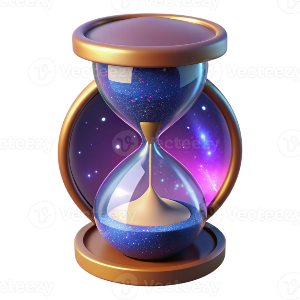 vibrant classic A cosmic hourglass, filled with swirling stardust, representing the passage of time in the universe. Symbolic, ethereal style original png