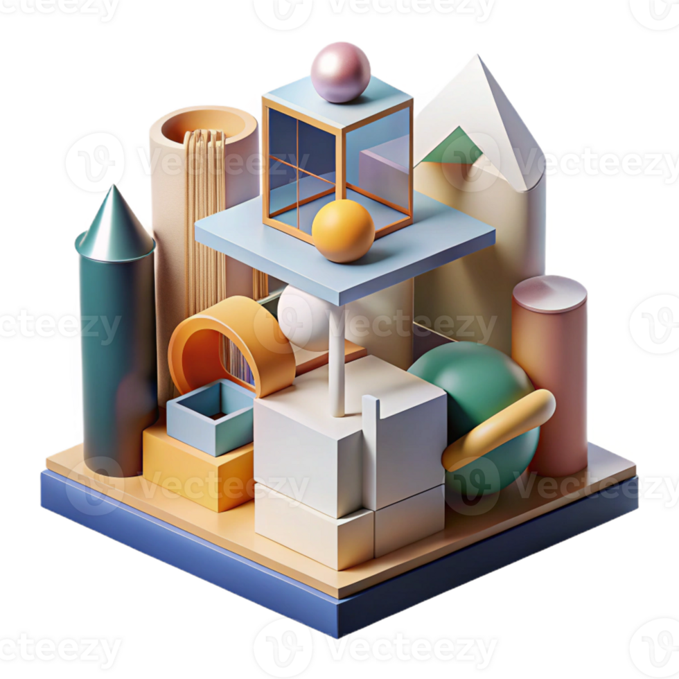 magnificent vintage Conceptual architectural model, abstract forms, exploring spatial relationships, artistic and experimental style authentic png