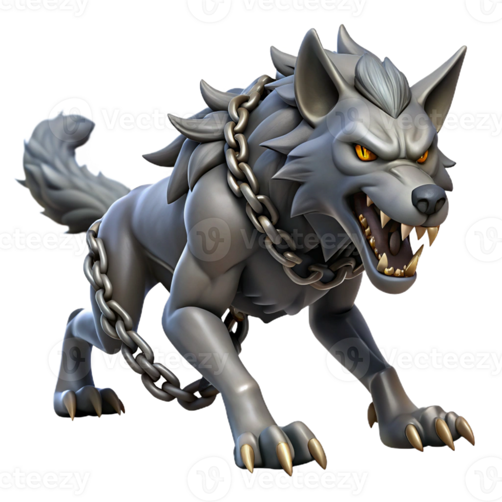 beautiful minimalist A fierce Norse Fenrir, monstrous wolf bound by Gleipnir, struggling against his chains. Dark fantasy style, dramatic lighting original png