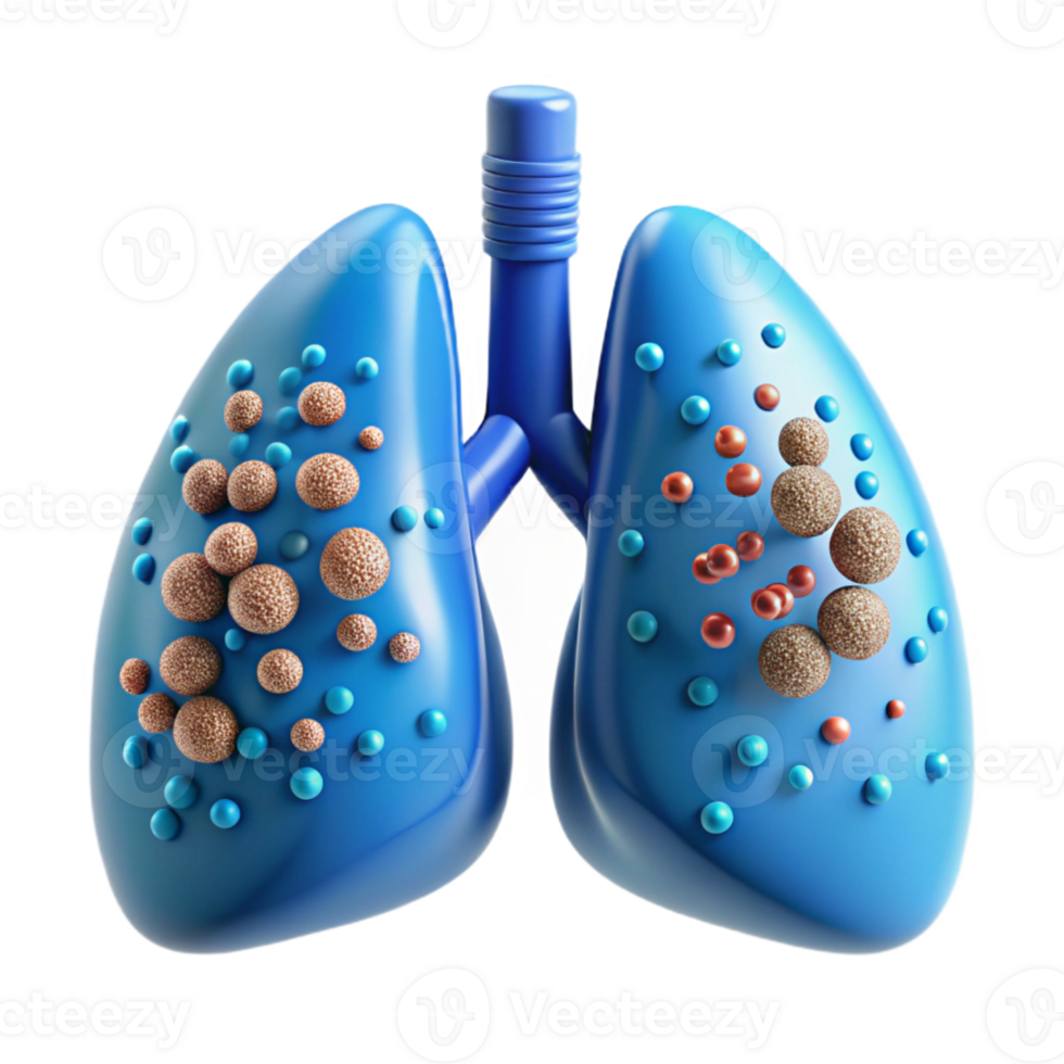 stunning rustic Biomechanical lungs expanding and contracting, filled with shimmering nanoparticles, cool, clinical lighting, medical illustration style premium png