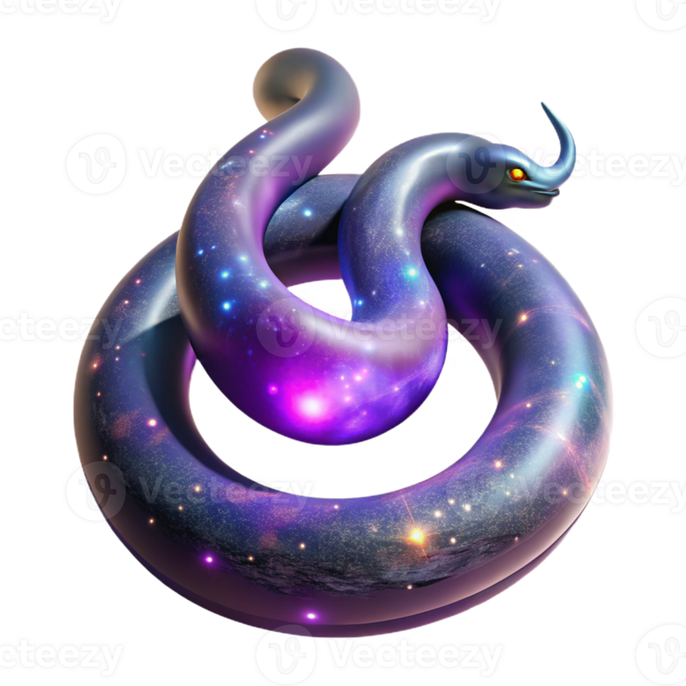 dramatic vintage A cosmic serpent devouring its own tail, forming a circle of stars and nebulae, bathed in the ethereal glow of a supernova, Cosmic Horror style authentic png