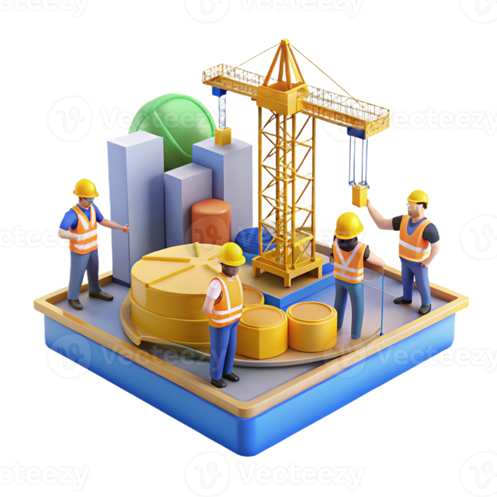 wonderful minimalist Construction site with cranes and workers, dynamic composition, industrial style, bright daylight genuine png