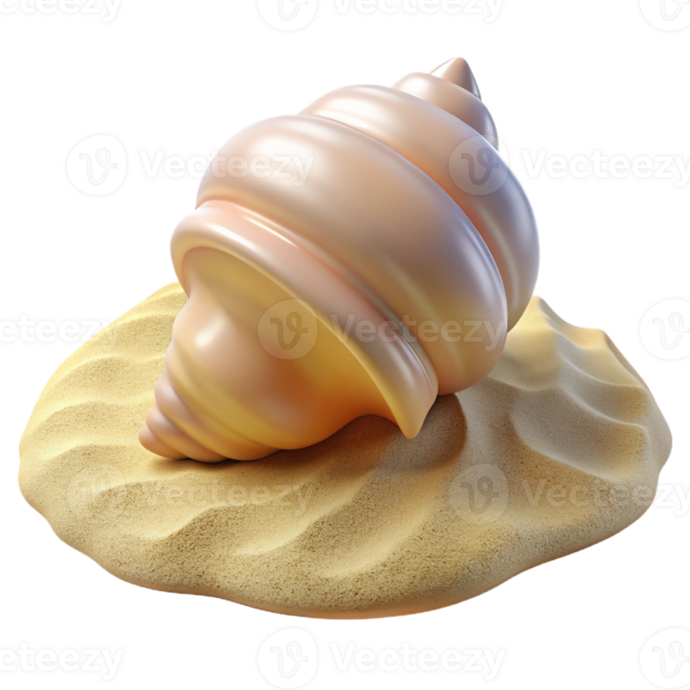 extraordinary vintage A seashell on a white sand beach, soft lighting, realistic rendering professional png