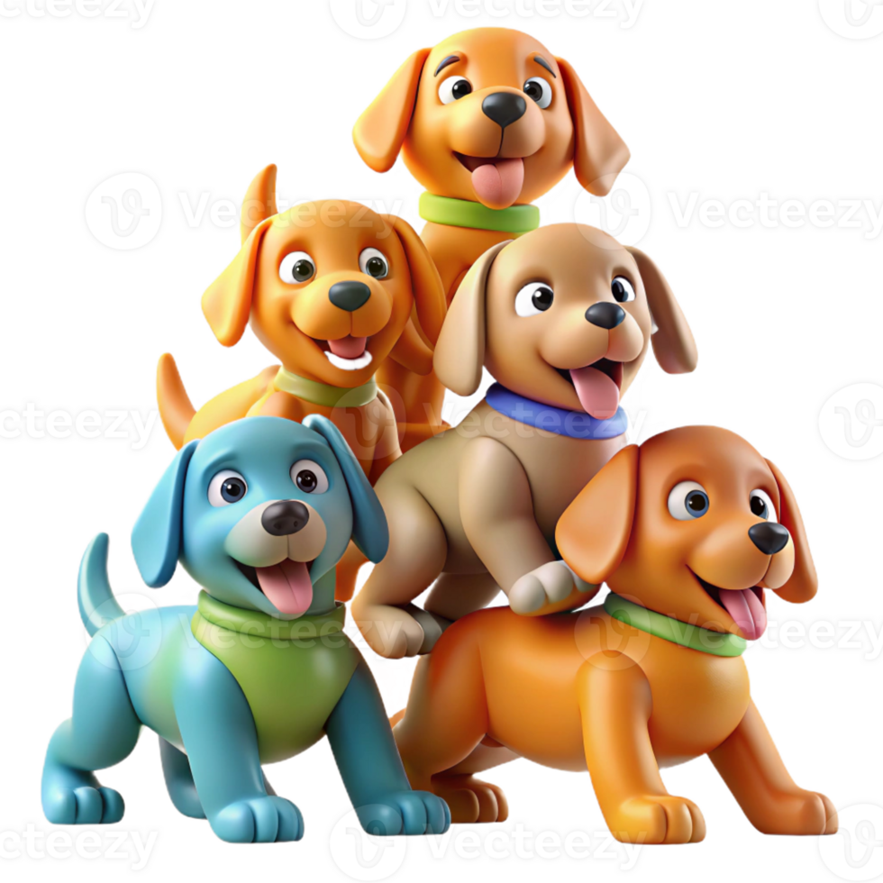 vibrant rustic A group of playful puppies in a tumbling pyramid formation, dynamic pose, bright and cheerful color palette, cartoon style inspired by Disney genuine png