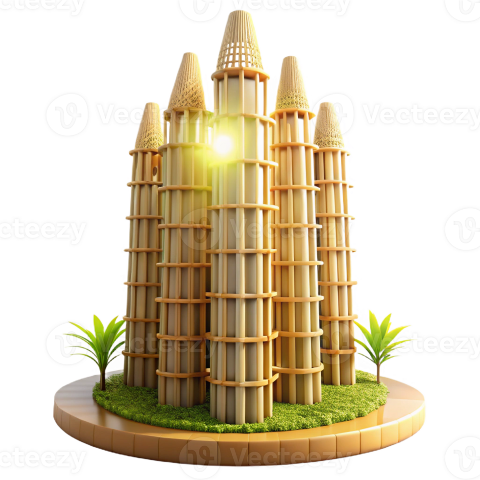 magnificent abstract A towering skyscraper made of bamboo, sustainable architecture style, sunlight professional png