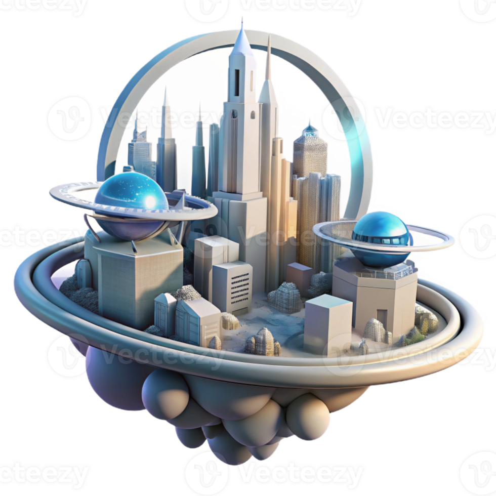 wonderful traditional A futuristic cityscape built on the rings of Saturn, with flying vehicles weaving through colossal, crystalline structures. Soft, ambient lighting, art deco style original png