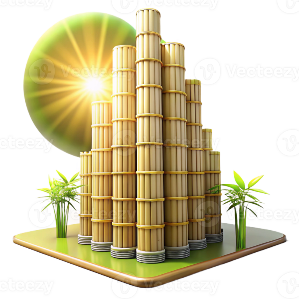 elegant vintage A towering skyscraper made of bamboo, sustainable architecture style, sunlight genuine png