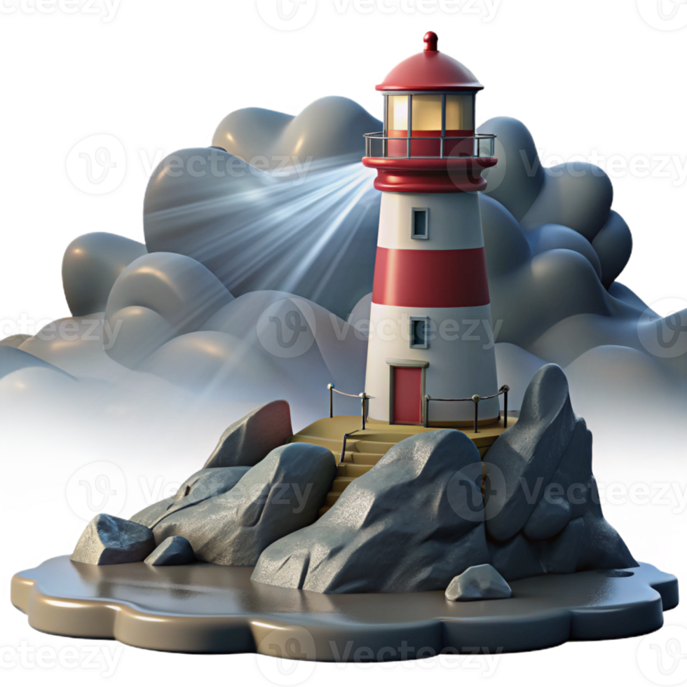 vibrant classic A solitary lighthouse on a rocky coast, stormy weather, dramatic lighting, seascape style authentic png