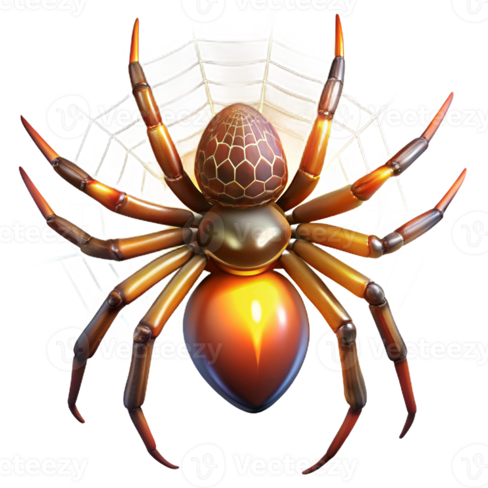 serene contemporary A spider spinning its intricate web, illuminated by a backlight. Macro photography, nature documentary style authentic png