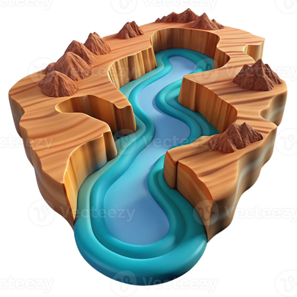dramatic vintage A winding river cutting through a canyon, aerial view, dramatic lighting, realistic rendering professional png