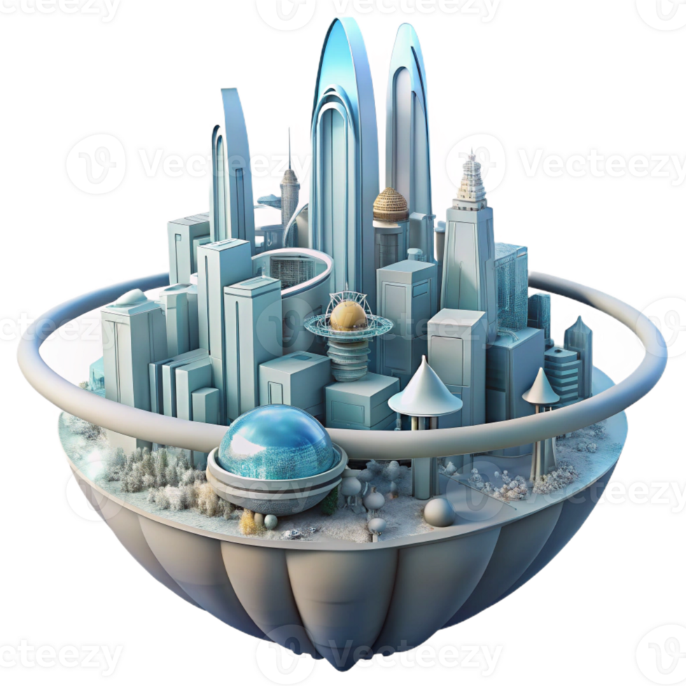 extraordinary creative A futuristic cityscape built on the rings of Saturn, with flying vehicles weaving through colossal, crystalline structures. Soft, ambient lighting, art deco style premium png
