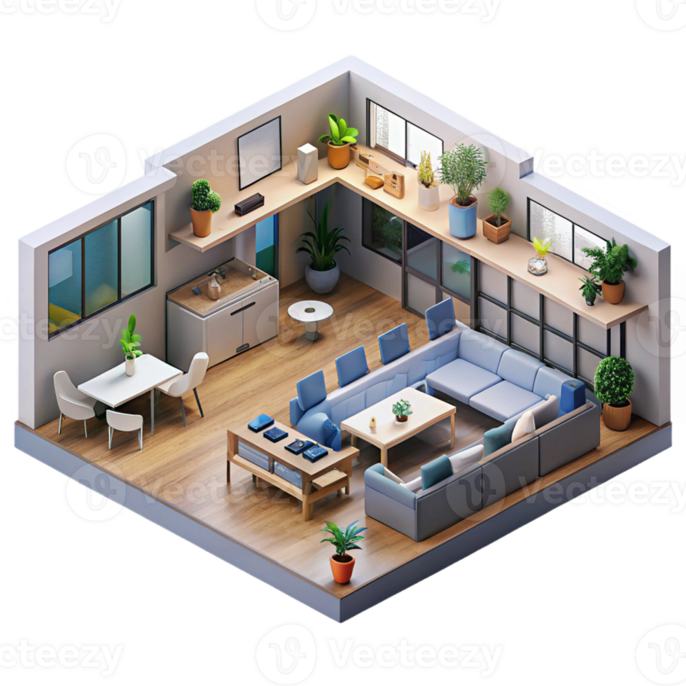 stunning abstract Co-living space, communal areas, open plan layout, modern and social style original png