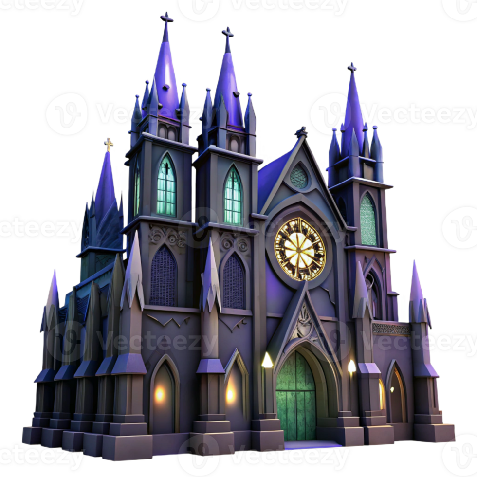 extraordinary abstract A towering Gothic cathedral, stained glass windows illuminated by moonlight, dramatic lighting, dark fantasy style genuine png