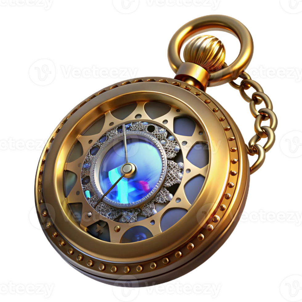 serene abstract A close-up of a steampunk pocket watch, intricate gears and glowing crystals, sharp focus, photorealistic style genuine png