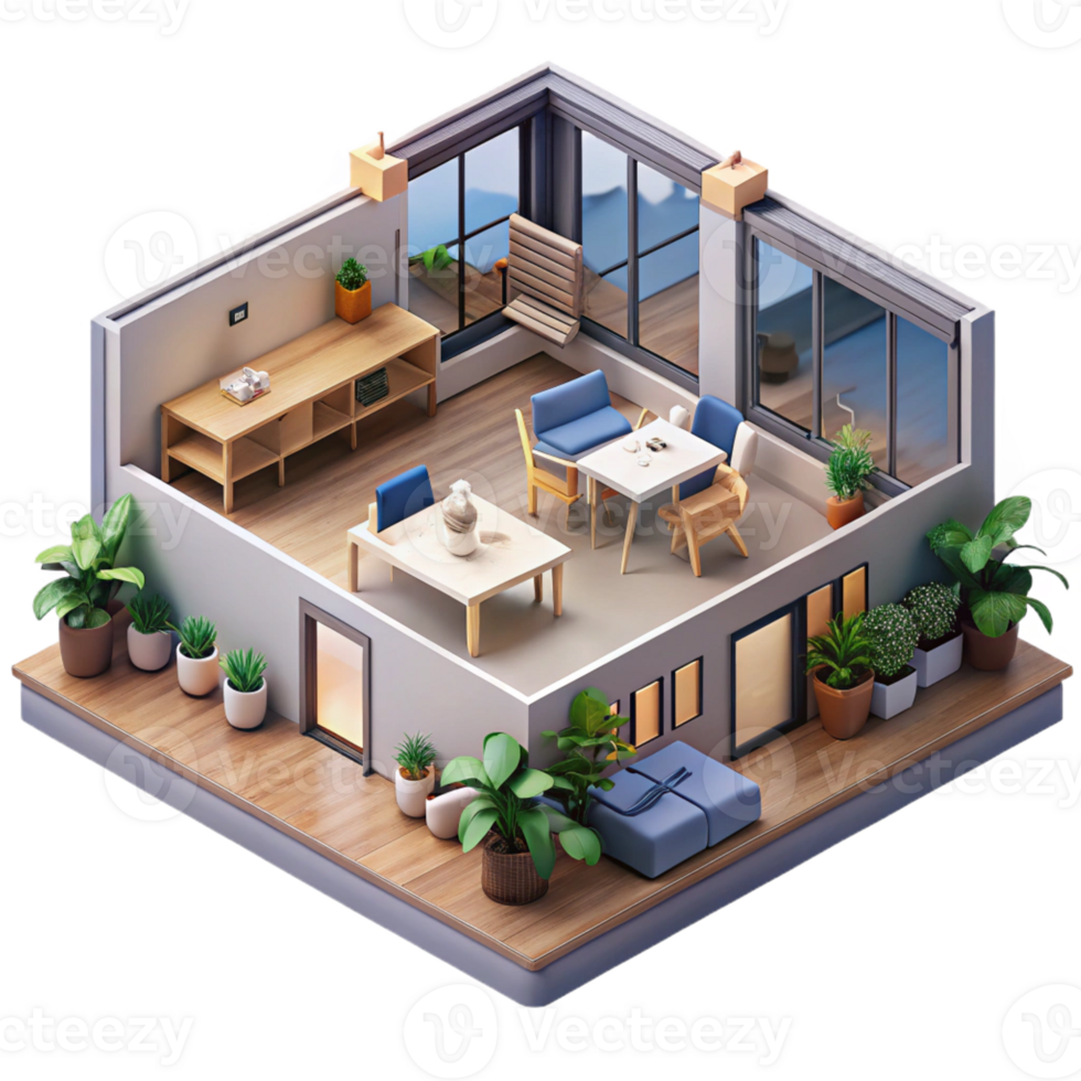 dramatic artistic Co-living space, communal areas, open plan layout, modern and social style premium png