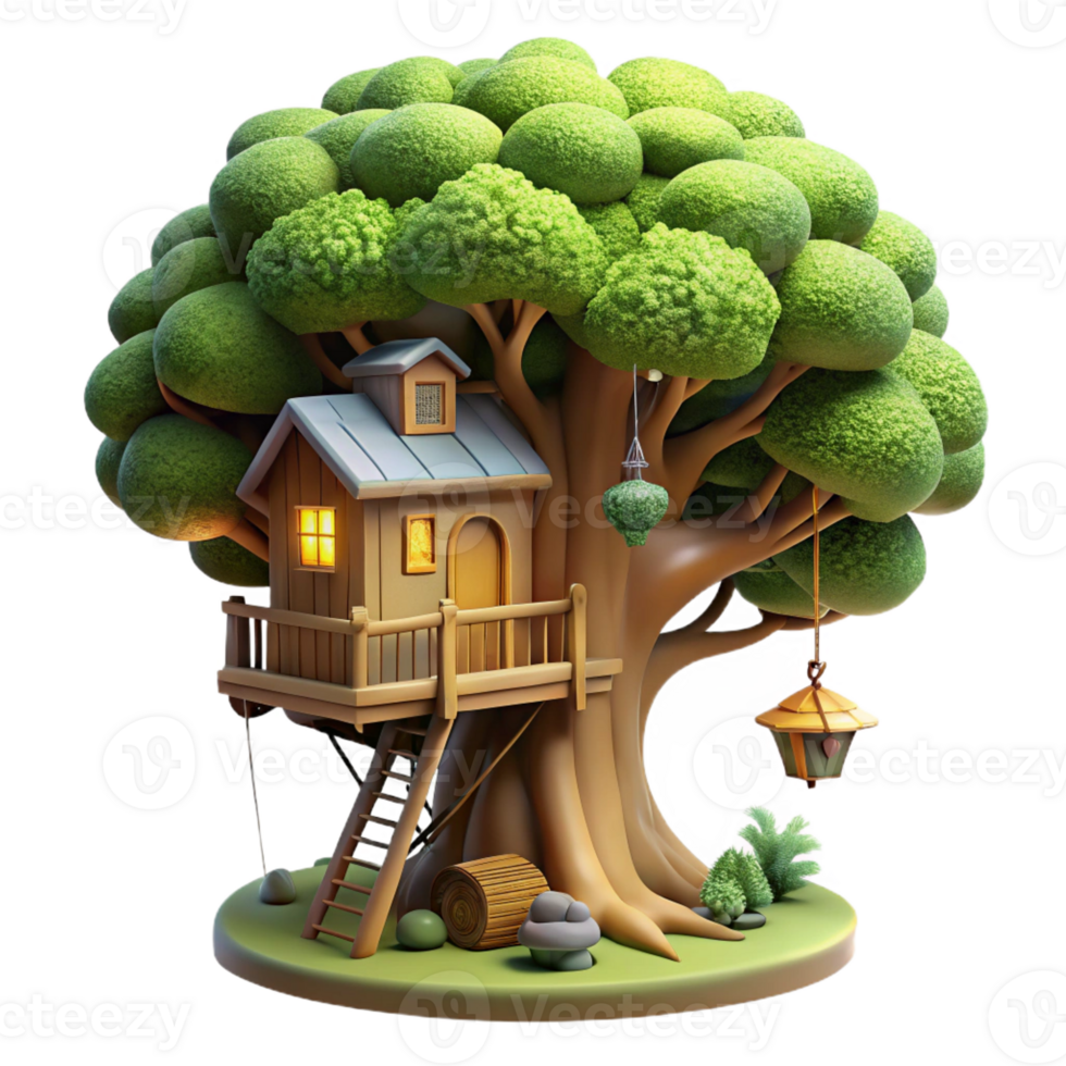 magnificent abstract An elaborate treehouse nestled in a giant tree, dappled sunlight, fantasy style authentic png