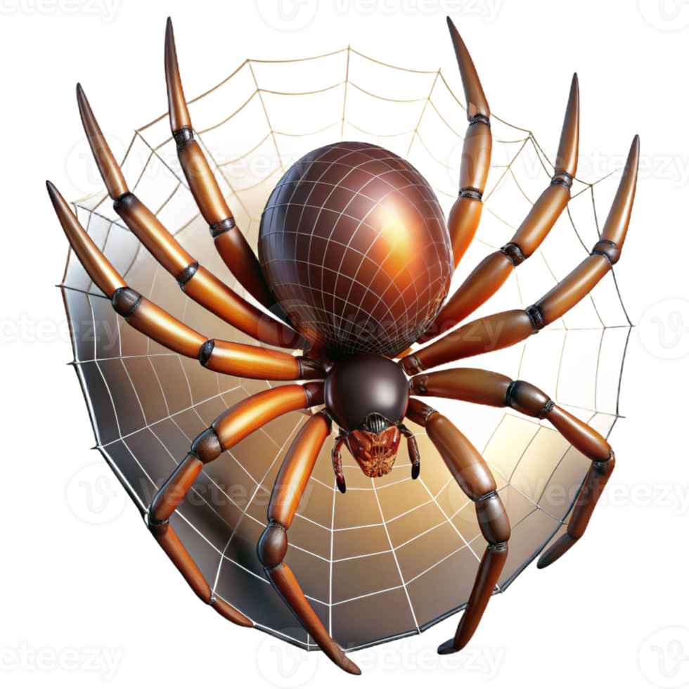dramatic abstract A spider spinning its intricate web, illuminated by a backlight. Macro photography, nature documentary style authentic png