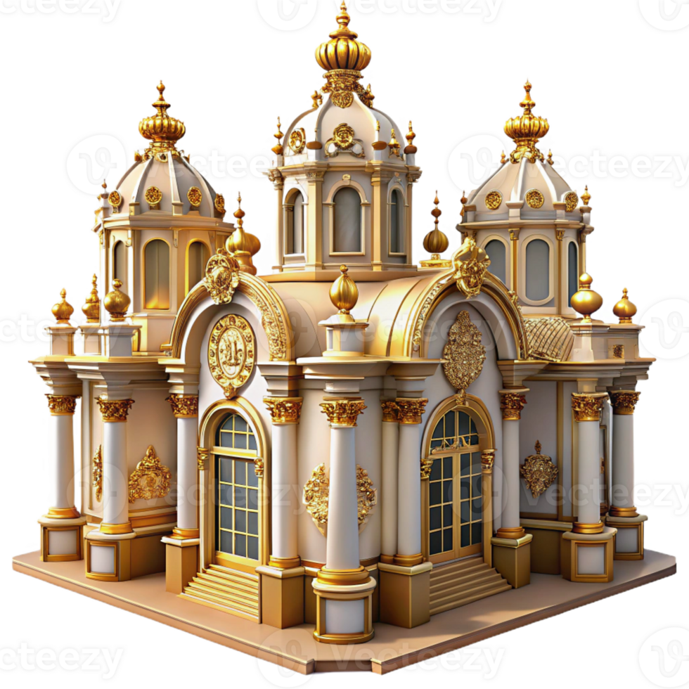 vibrant contemporary A grand Baroque palace, ornate gold detailing, opulent lighting, rococo style exclusive png