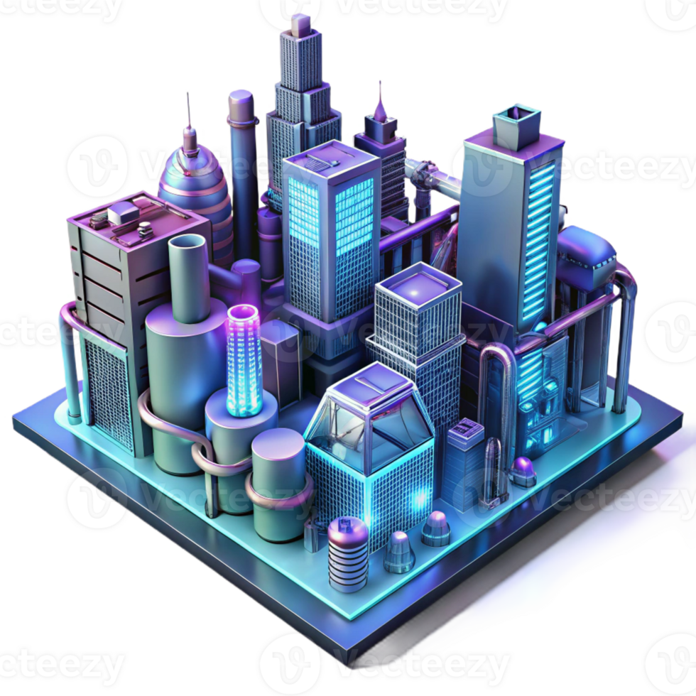 stunning classic A futuristic steampunk cityscape with towering buildings connected by intricate networks of pipes and gears, lit by a neon glow, cyberpunk style original png