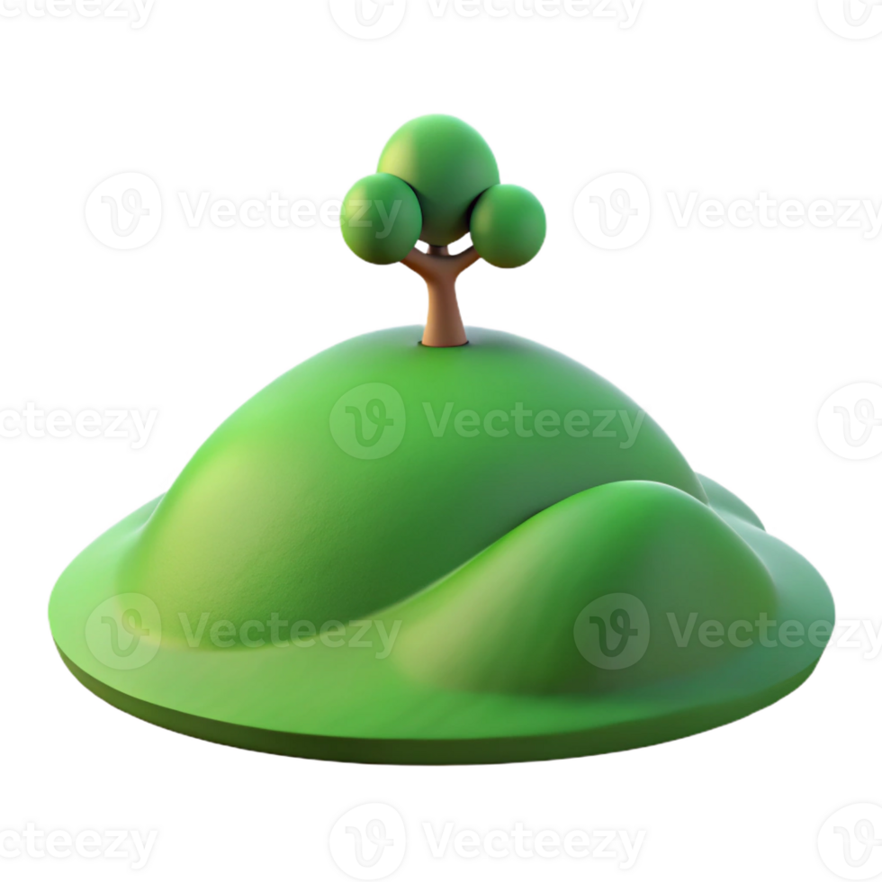 beautiful abstract A rolling green hill with a lone tree at the top, soft afternoon light, pastoral painting style authentic png