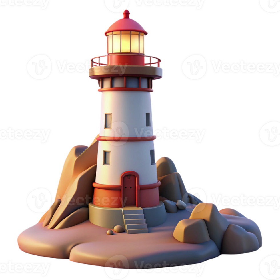 beautiful classic A towering lighthouse on a rocky coast, illuminated by the sweeping beam of its lantern, maritime painting style professional png