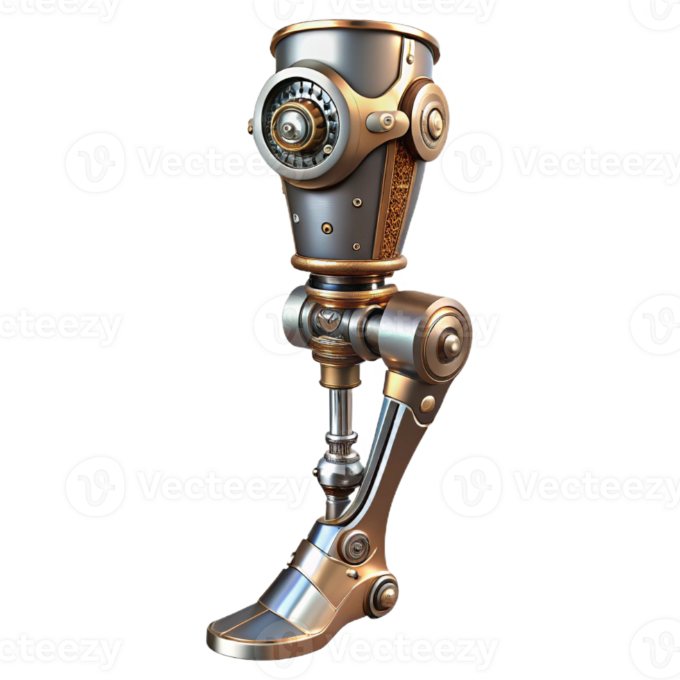 vibrant abstract A steampunk prosthetic leg, intricate clockwork mechanisms, polished steel, soft lighting, art nouveau style exclusive png
