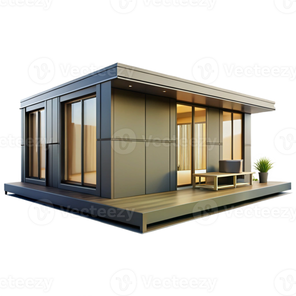 extraordinary classic Prefabricated modular home, sleek design, sustainable materials, minimalist aesthetic, modern style original png