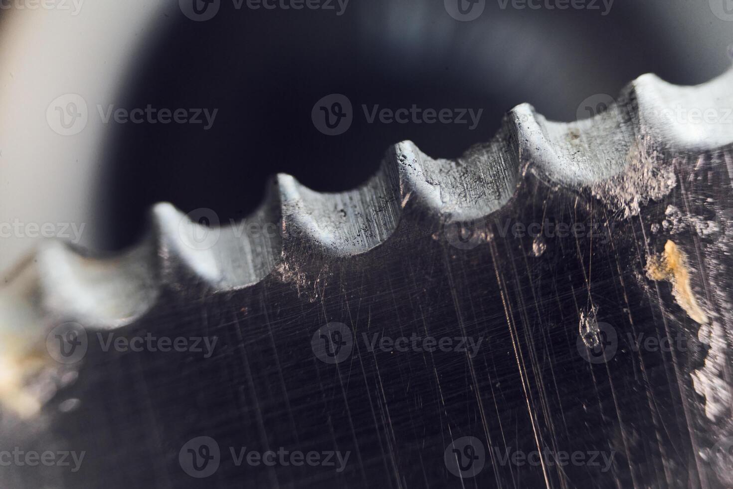 Dirty knife is under the microscope.. Close up view photo
