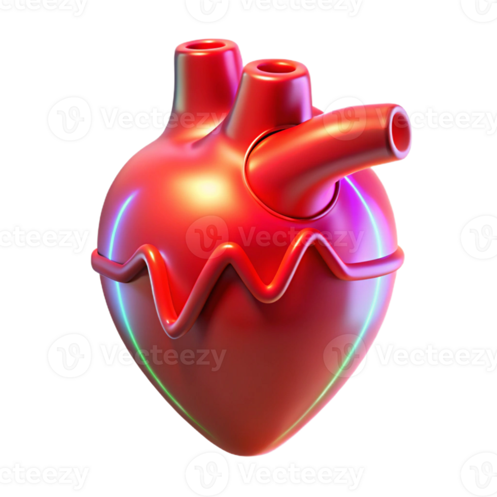stunning artistic A holographic projection of a human heart beating, pulsating red light, medical style high resolution png