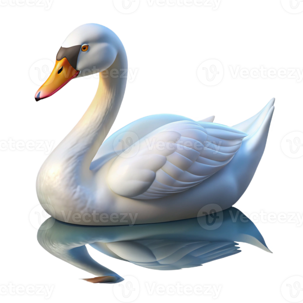 serene abstract A graceful swan gliding across a still lake, serene lighting, impressionistic style high quality png