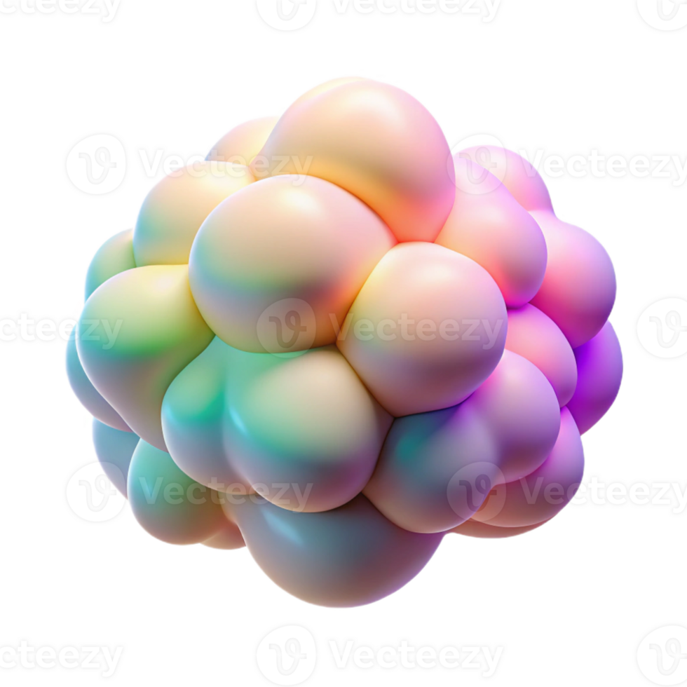 elegant abstract A cloud of colorful, amorphous shapes, blending and merging seamlessly, in a soft, pastel color palette, in a dreamlike, surrealist style high quality png
