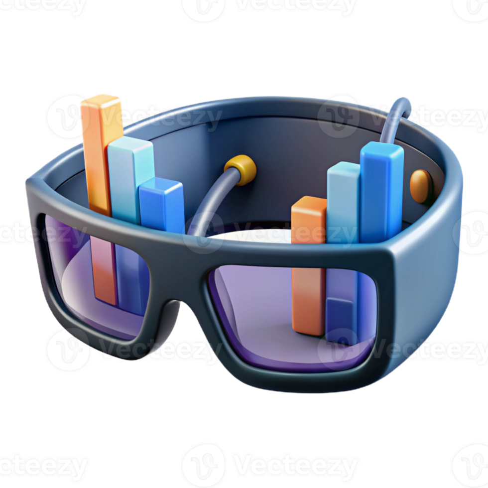 serene rustic A pair of augmented reality glasses displaying complex data visualizations, sharp, clean lighting, minimalist style professional png