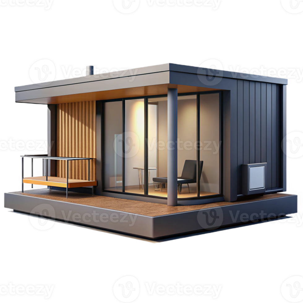 dramatic abstract Prefabricated modular home, sleek design, sustainable materials, minimalist aesthetic, modern style high resolution png
