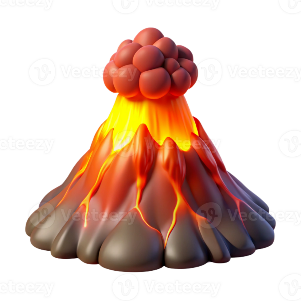 magnificent modern A volcanic eruption, fiery red and orange hues, dramatic lighting, powerful style high resolution png