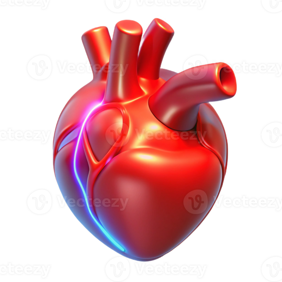 extraordinary contemporary A holographic projection of a human heart beating, pulsating red light, medical style authentic png