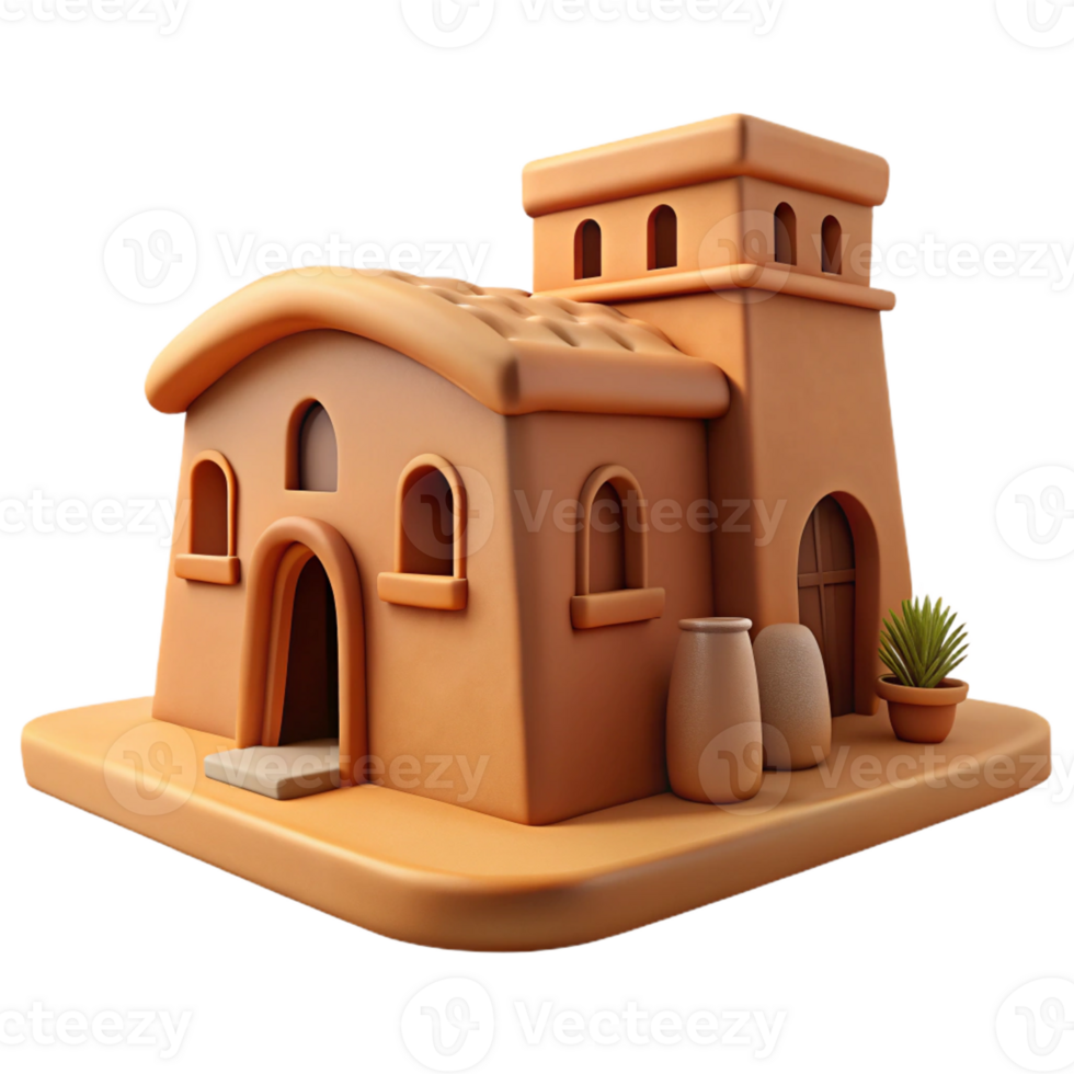 impressive creative Mudbrick house, earthen architecture, sustainable design, vernacular style high resolution png