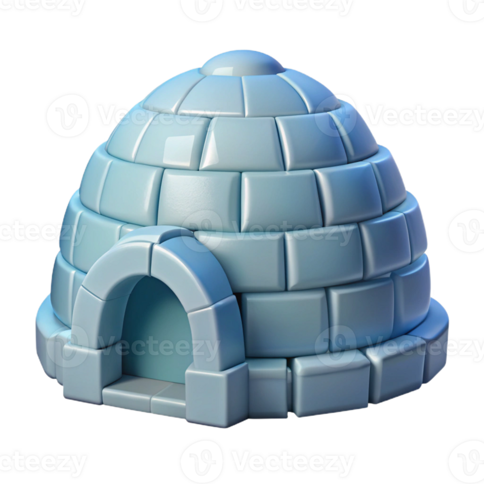 dramatic traditional Igloo, ice block construction, domed shape, Arctic setting, Inuit architecture detailed png