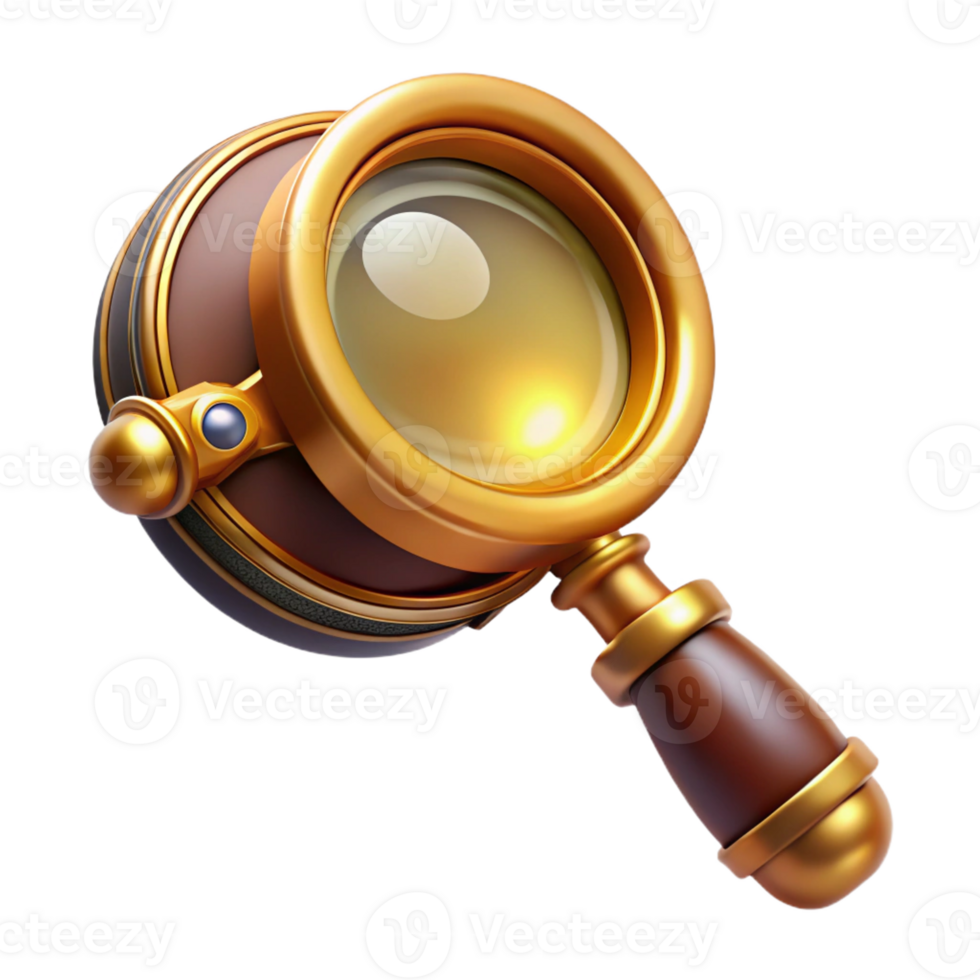magnificent rustic A steampunk monocle, gold rimmed, with a small magnifying glass attached, intricate details, brightly lit, product photography style authentic png