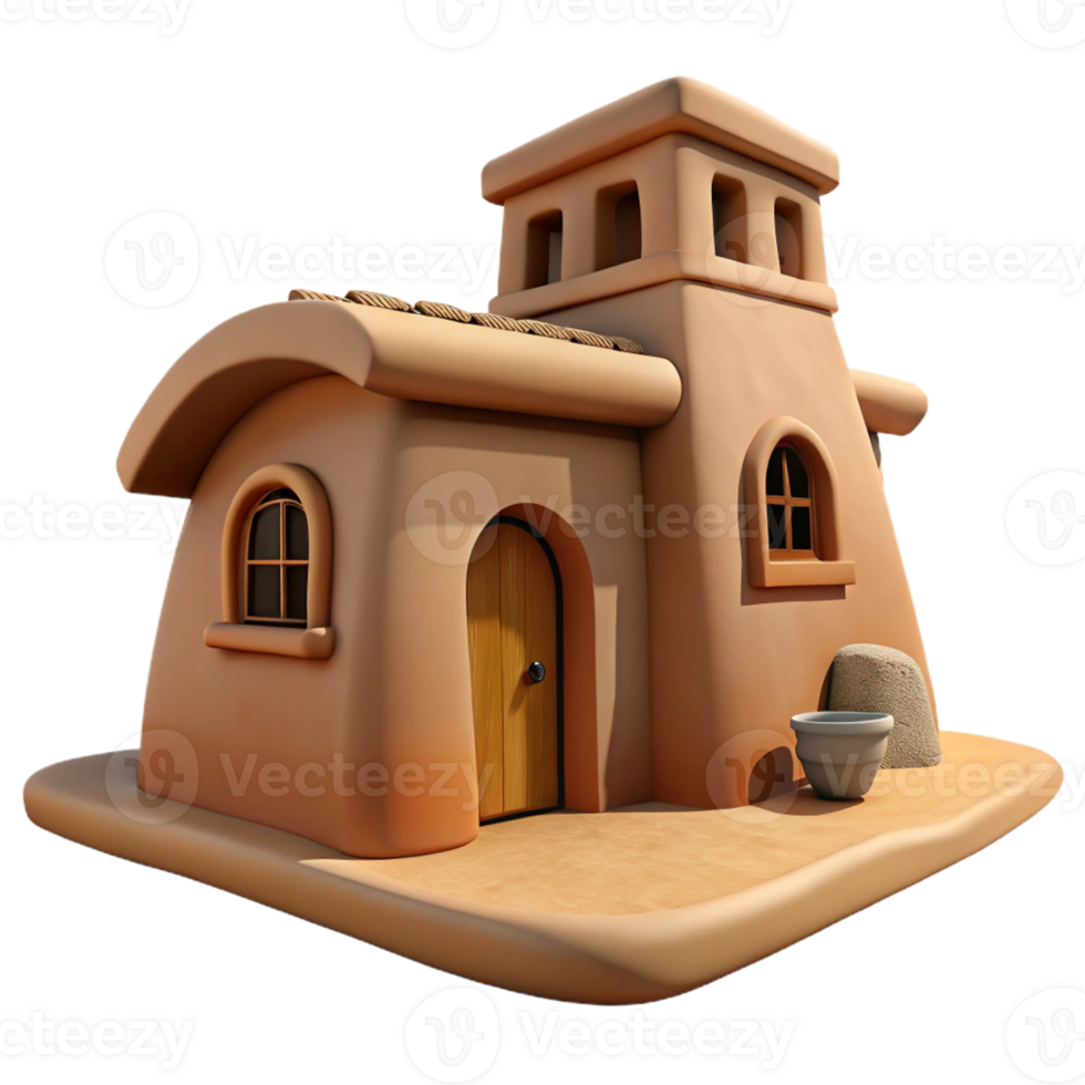 magnificent creative Mudbrick house, earthen architecture, sustainable design, vernacular style detailed png