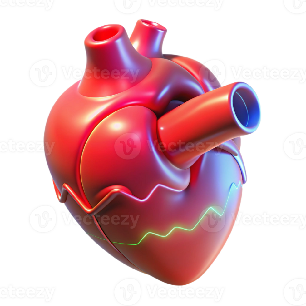 elegant artistic A holographic projection of a human heart beating, pulsating red light, medical style premium png