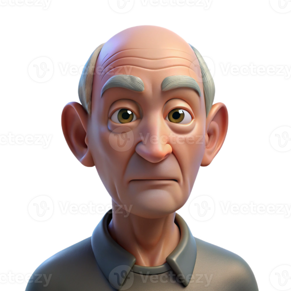 magnificent contemporary Close-up portrait of an elderly man with deep wrinkles and a thoughtful expression, illuminated by a single, overhead spotlight, in a hyperrealistic style high quality png
