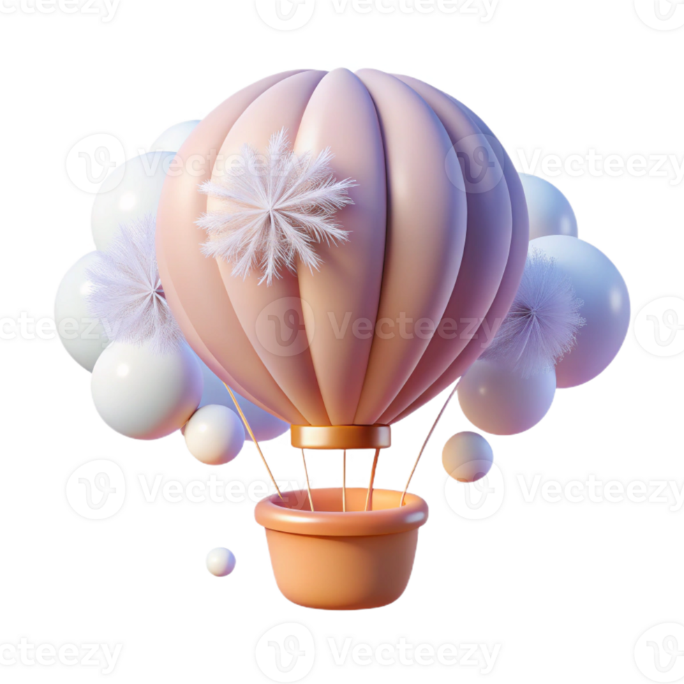 dramatic vintage A whimsical hot air balloon shaped like a giant dandelion seed floats through a pastel-colored sky. Soft, dreamlike lighting. Children's book illustration style authentic png