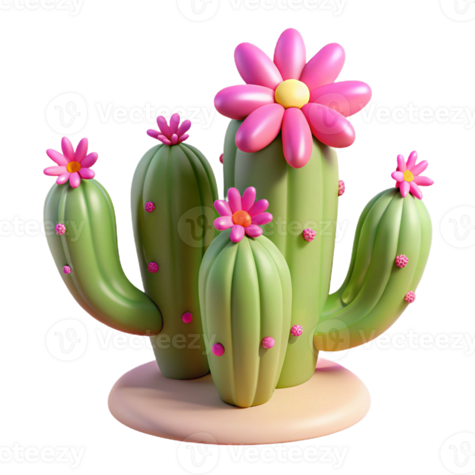 beautiful abstract A desert cactus with vibrant pink flowers, harsh midday sun, minimalist style high quality png