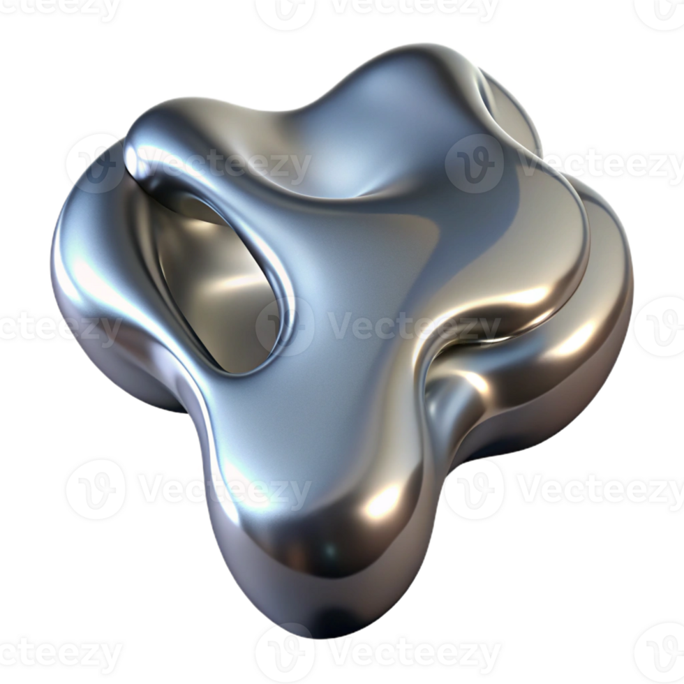 stunning artistic A flowing, organic form resembling liquid metal, with a chrome finish reflecting an unseen light source, in a hyperrealistic style genuine png