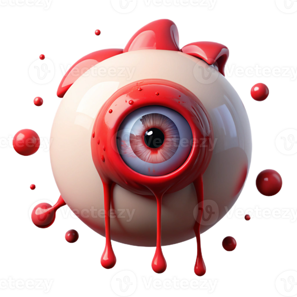 stunning contemporary A giant, disembodied eye weeping tears of blood, surrounded by floating daggers, under a blood-red moon. Horror surrealism style 4K png