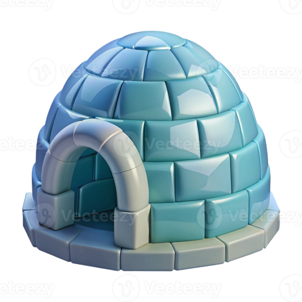 serene modern Igloo, ice blocks, warm interior, arctic style high resolution png