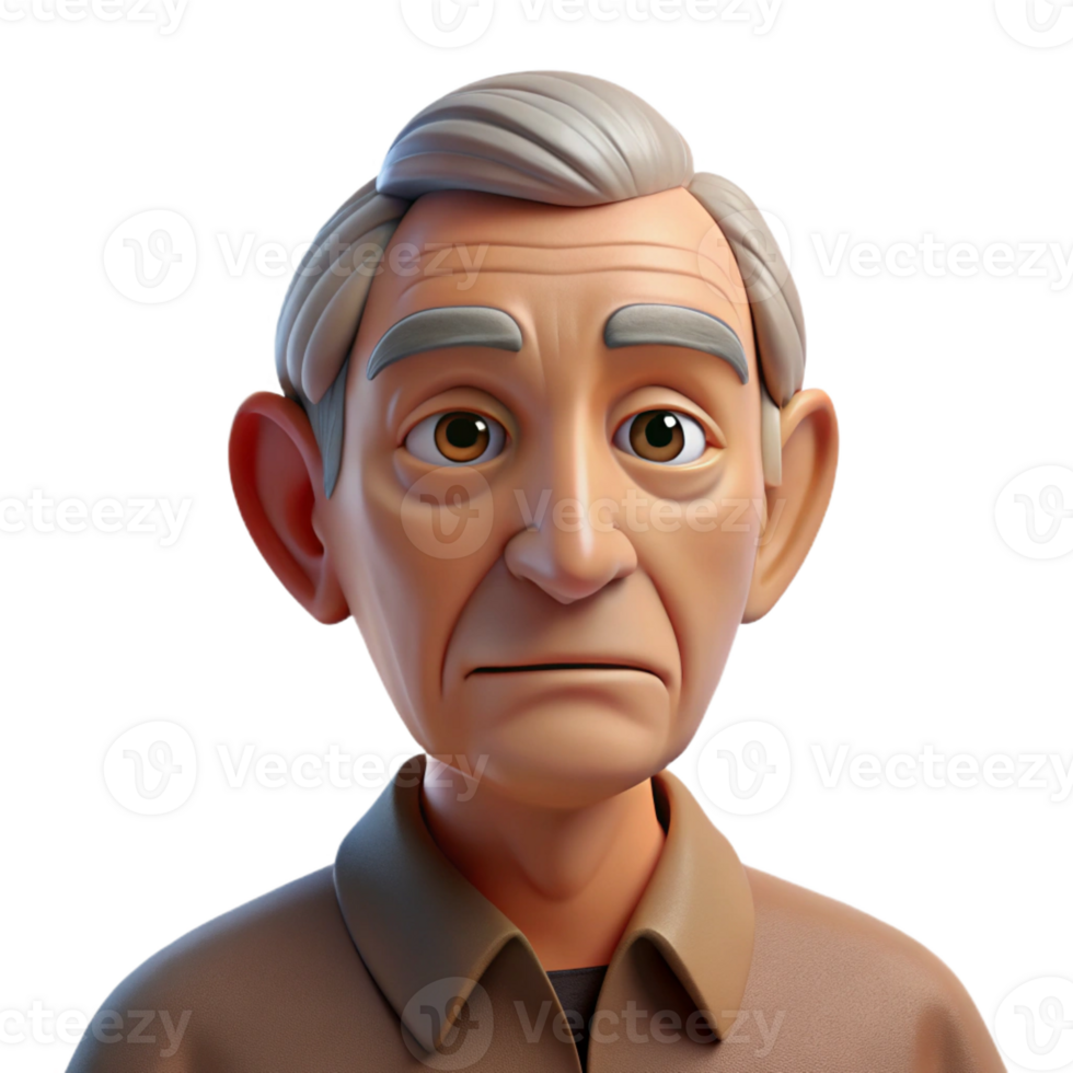beautiful contemporary Close-up portrait of an elderly man with deep wrinkles and a thoughtful expression, illuminated by a single, overhead spotlight, in a hyperrealistic style exclusive png