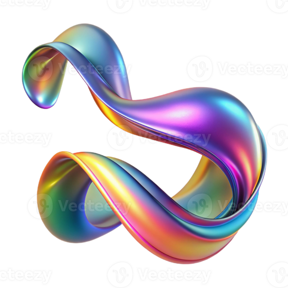 serene classic A flowing, ribbon-like form, composed of iridescent particles, illuminated by a dynamic, rainbow gradient, in a fluid, abstract expressionist style exclusive png