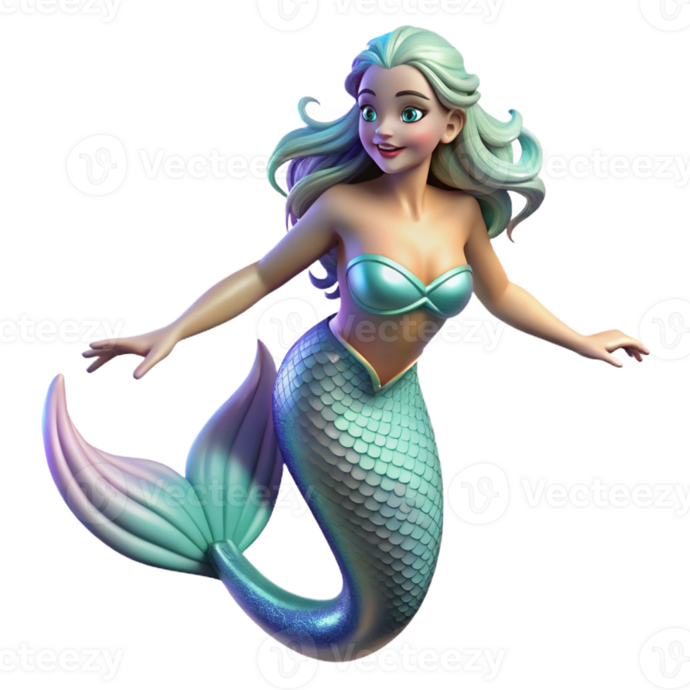 vibrant artistic A beautiful siren with iridescent scales and flowing fins, luring sailors with an enchanting song. Art Deco style. Soft, underwater lighting original png